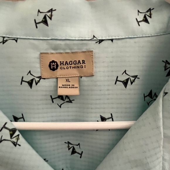 XL HAGGAR Clothing Mint Cocktail Martini Button Down - Picture 2 of 4